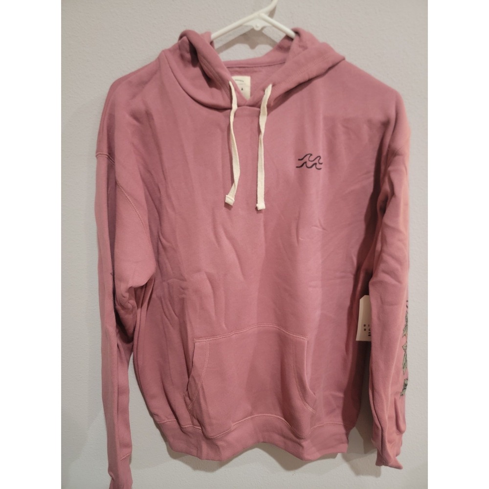 Billabong Women's M Sundream Hoodie Sweatshirt Soft Knit Sleeve Graphic Pink NWT